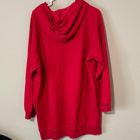 PINK L Victoria's Secret Red Hoodie with Gold Logo oversized long. - Picture 5 of 5